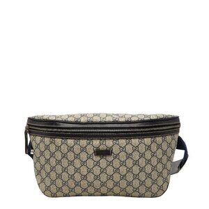 Gucci GG Supreme Belt Bag Beige Navy Leather